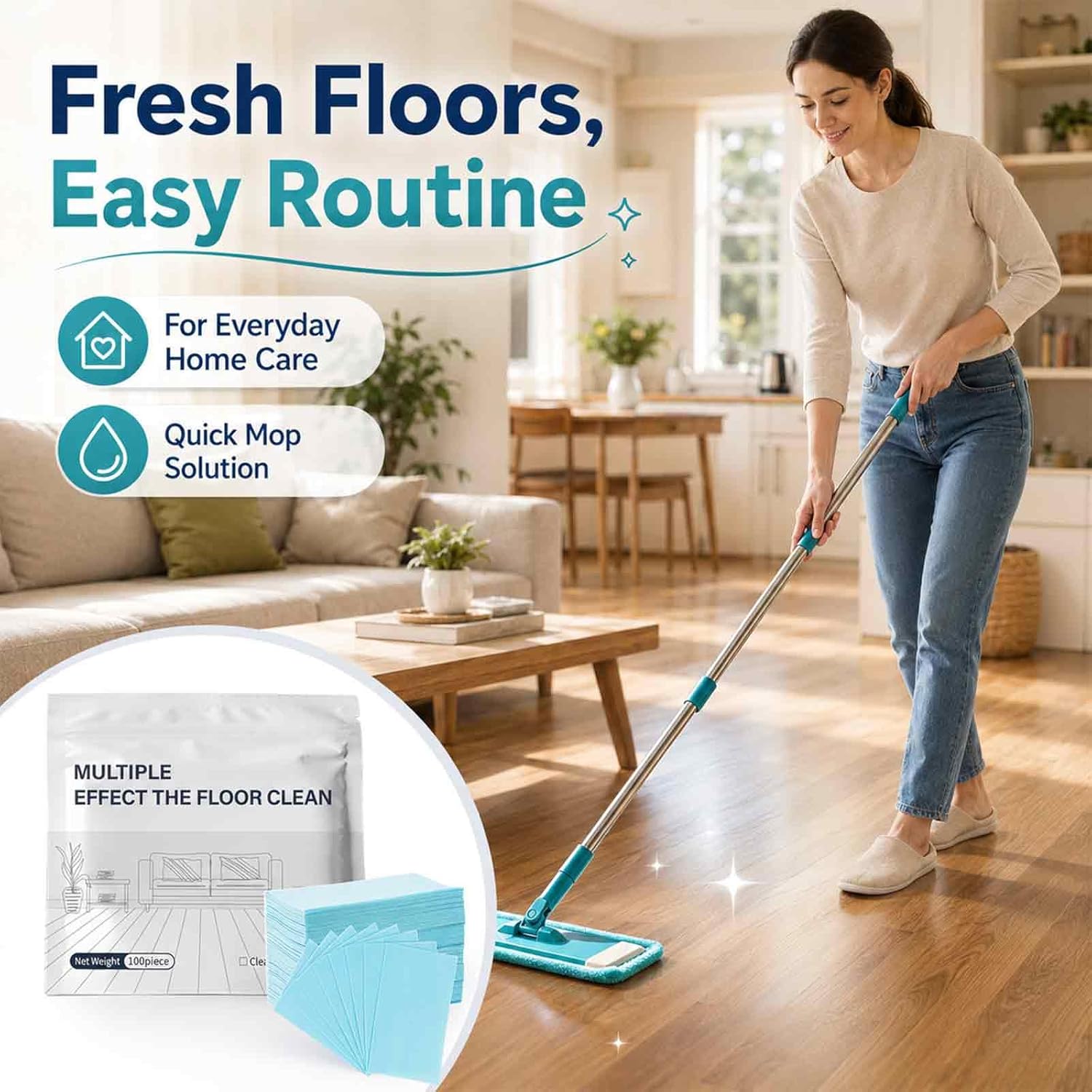 Multi-Effect Floor Clean Solution for Hardwood, Laminate, Tile (100 Piece) (PL)